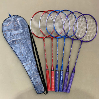 Badminton Racket Set with Multicolored Rackets and Protective Cover