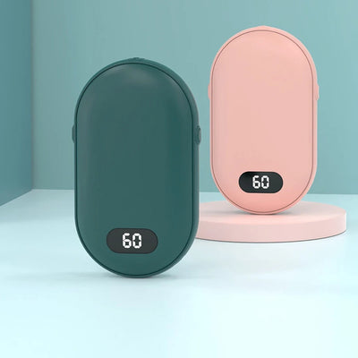Hand Warmer Rechargeable with Digital Display - Double-Sided Heating, 2 Temperature Settings, USB Power Bank, Pocket Size
