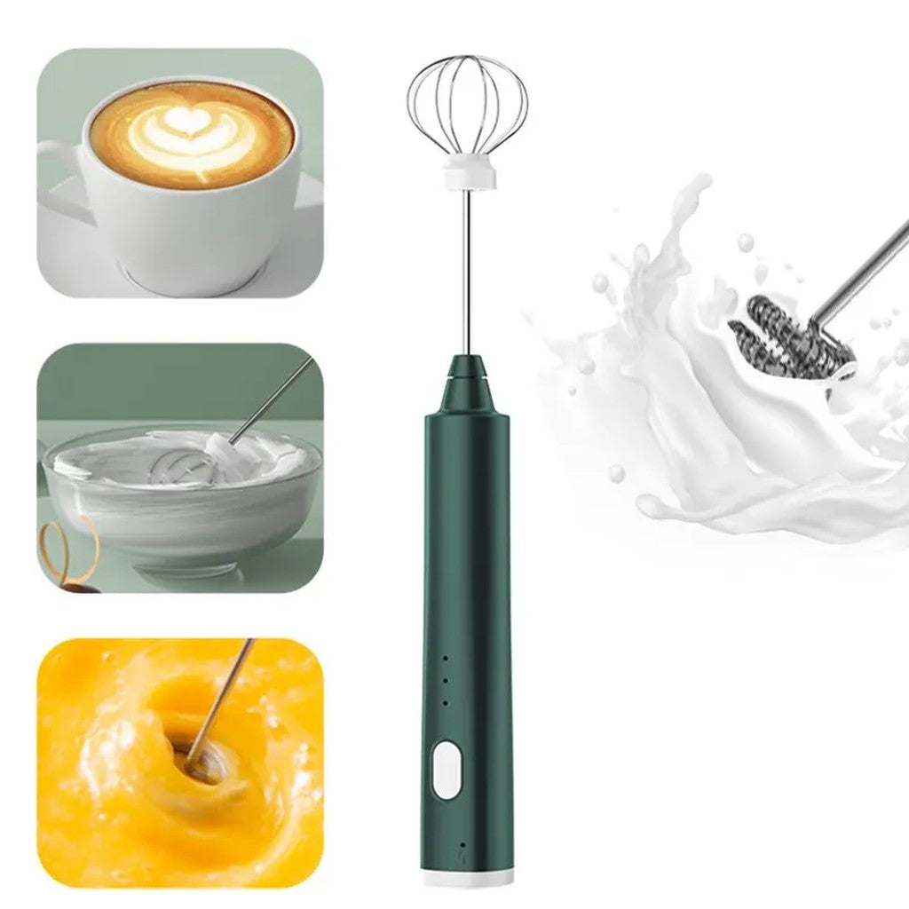 Egg Beater Electric Rechargeable 3-Speed Handheld Whisk and Milk Frother - Stainless Steel Balloon W #g01_S0