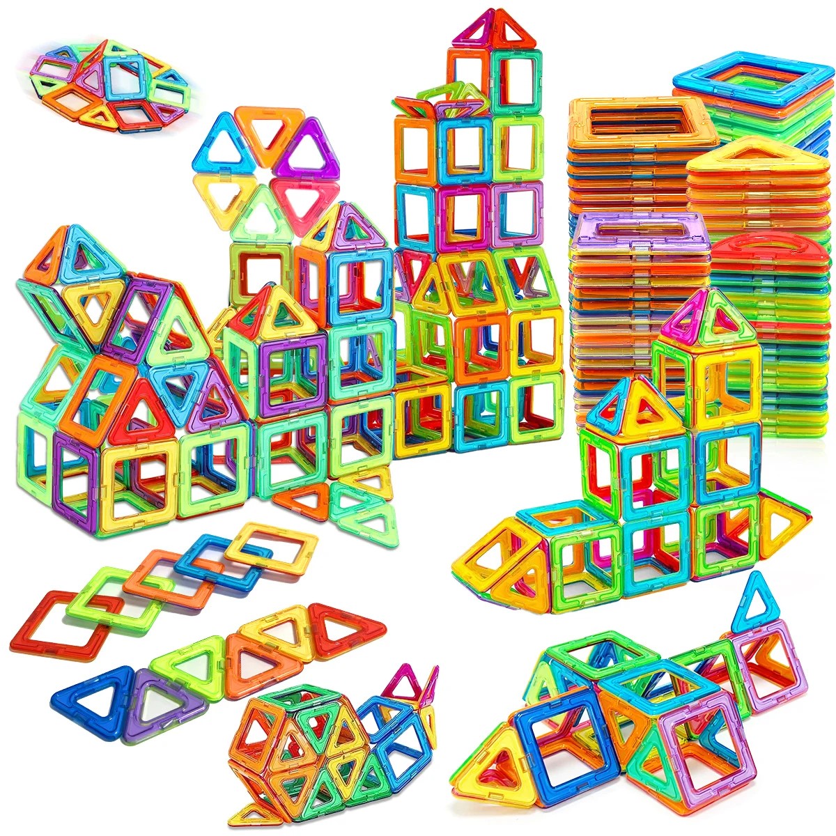 Magnetic Tiles Building Set for Kids - Medium Size Magnetic Blocks with Triangles, Squares & More, S #g01_S6