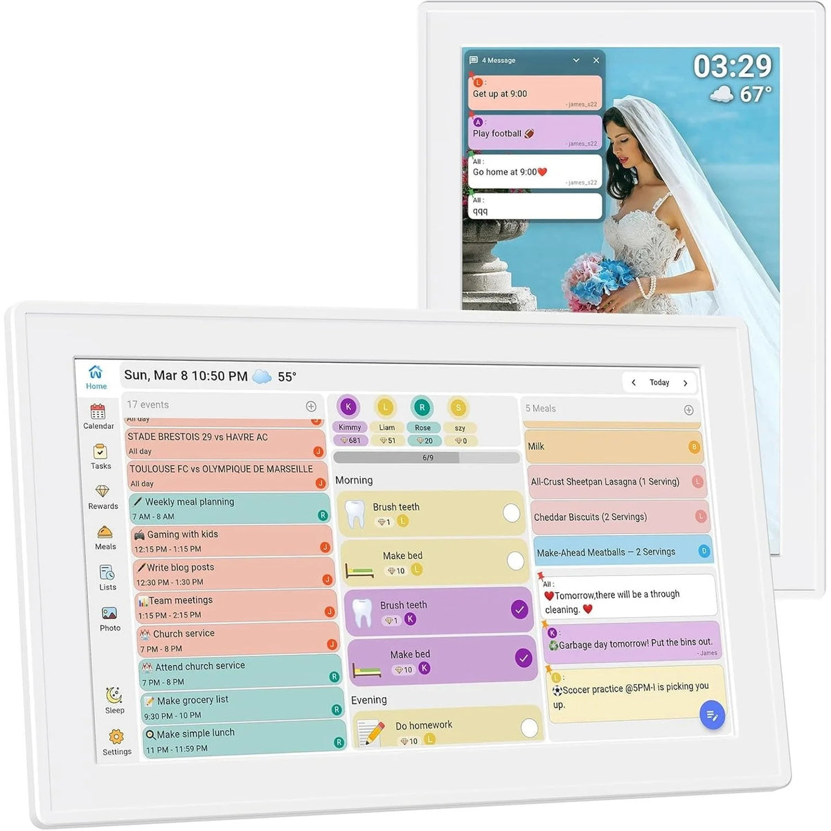 Digital Wall Calendar 10.1 Inch Touch Screen with Two-Way Google & iCloud Sync, Shopping List, Messa #g04_S9