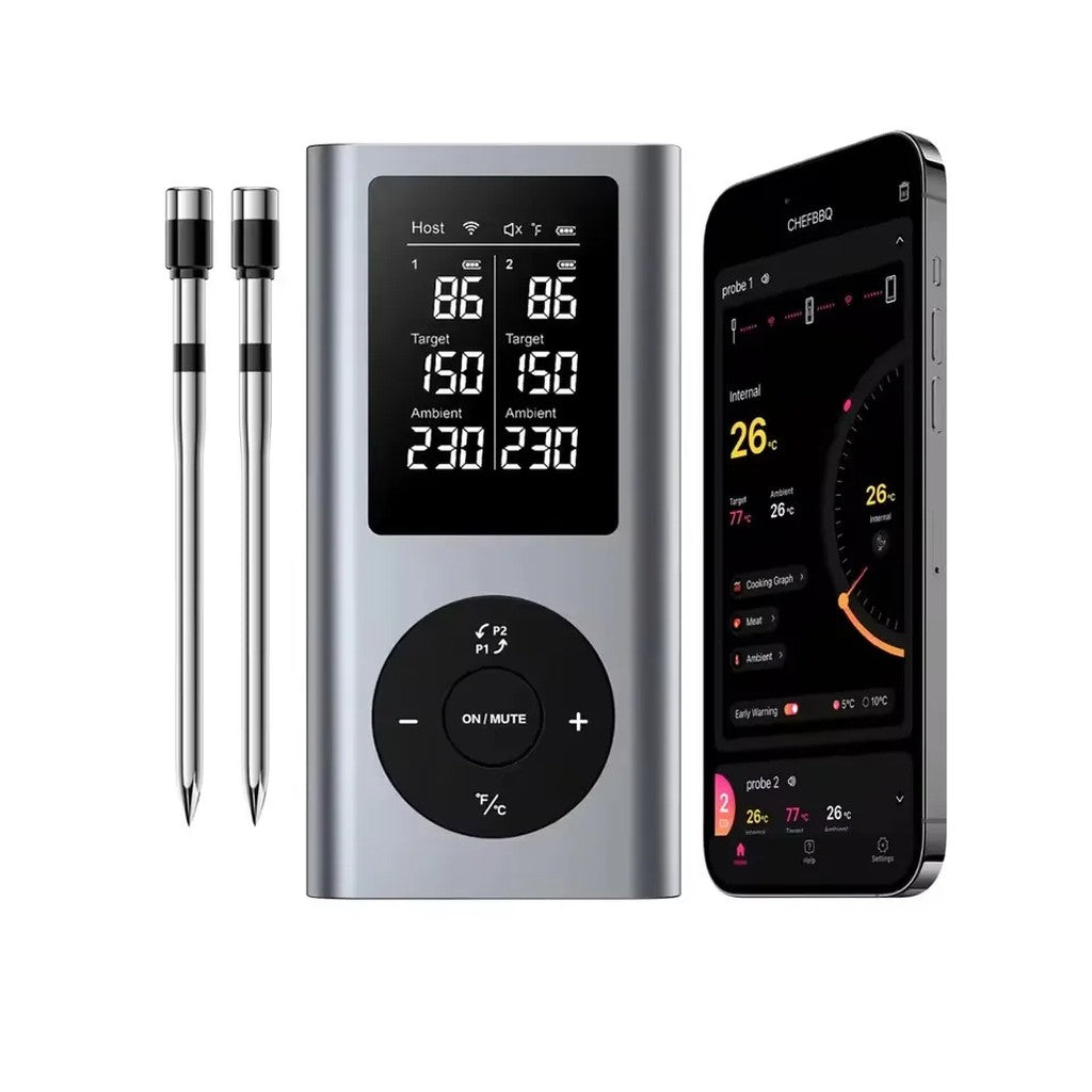 Wireless Meat Thermometer with 2 Probes & Backlit LCD Host, Up to 800 ft Bluetooth Range, Rechargeab #s_Sadb