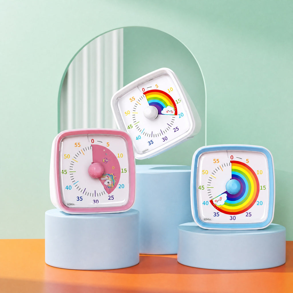 Visual Timer for Kids - Silent 60 Minute Rainbow Countdown Timer for Homework, Classroom & Daily Rou #k_g01_