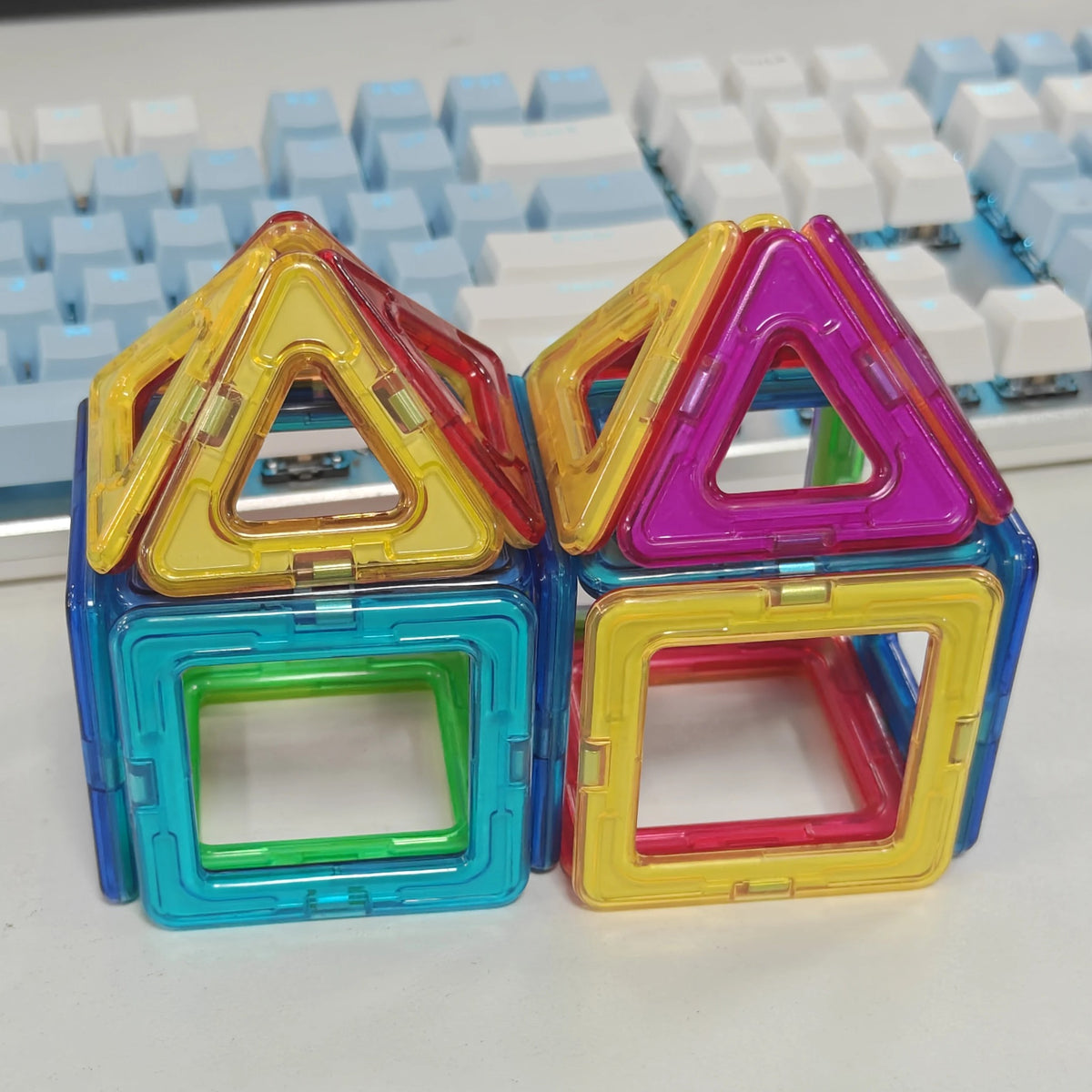 Magnetic Tiles Building Set for Kids - Medium Size Magnetic Blocks with Triangles, Squares & More, S #d09_Sd