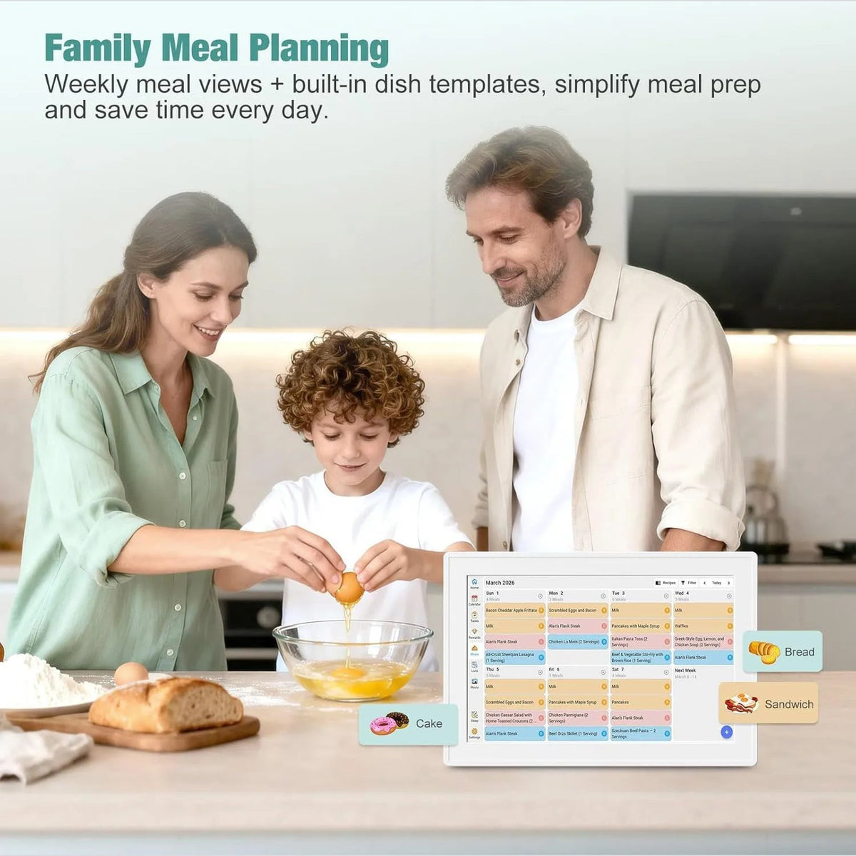 Smart Calendar 10.1 Inch WiFi Touchscreen Family Planner with Chore Chart, Meal Planner & Digital Ph #g03_S6