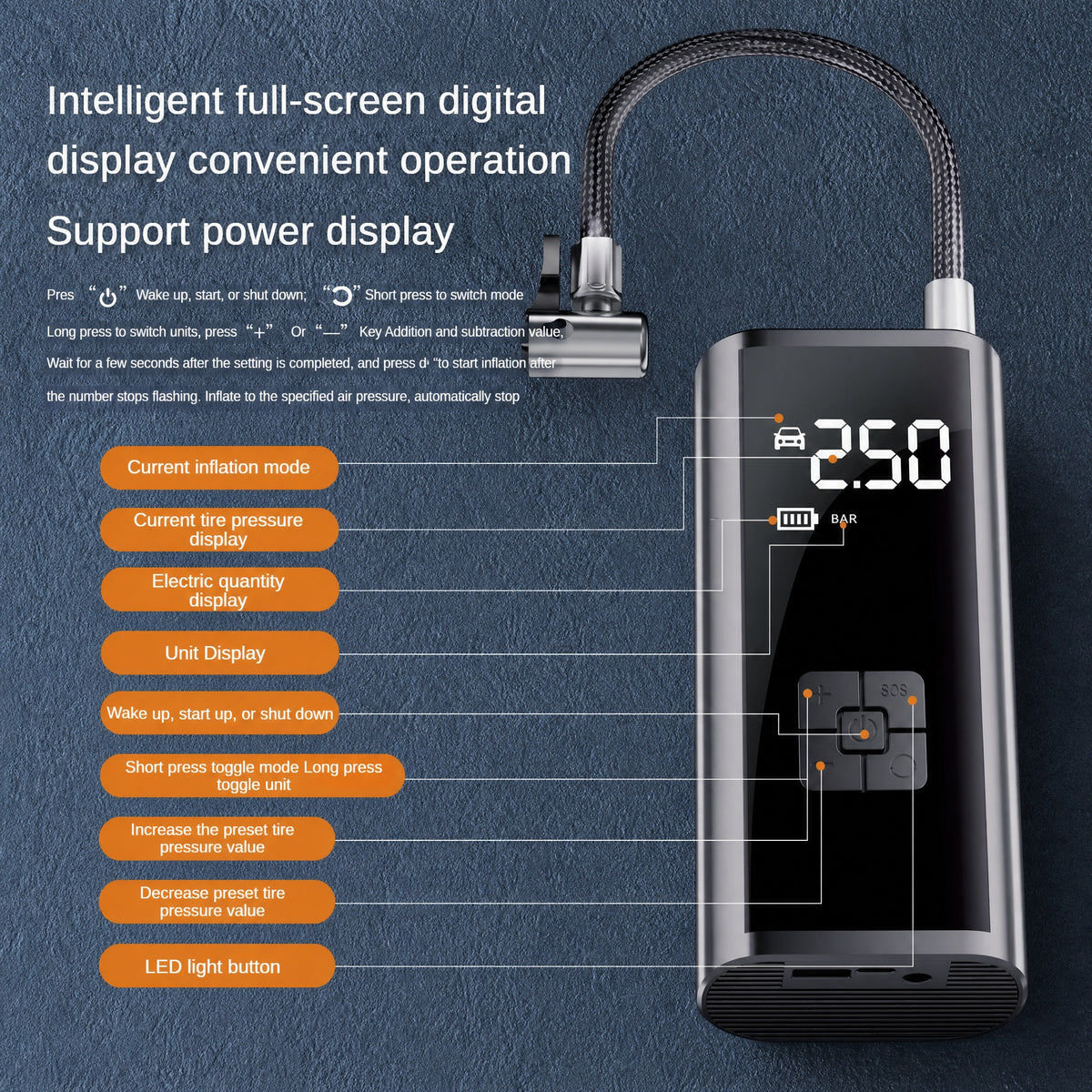 Portable Air Compressor for Car Tires, Cordless Tire Inflator 150 PSI with 6000mAh Battery, Digital  #r_d13_