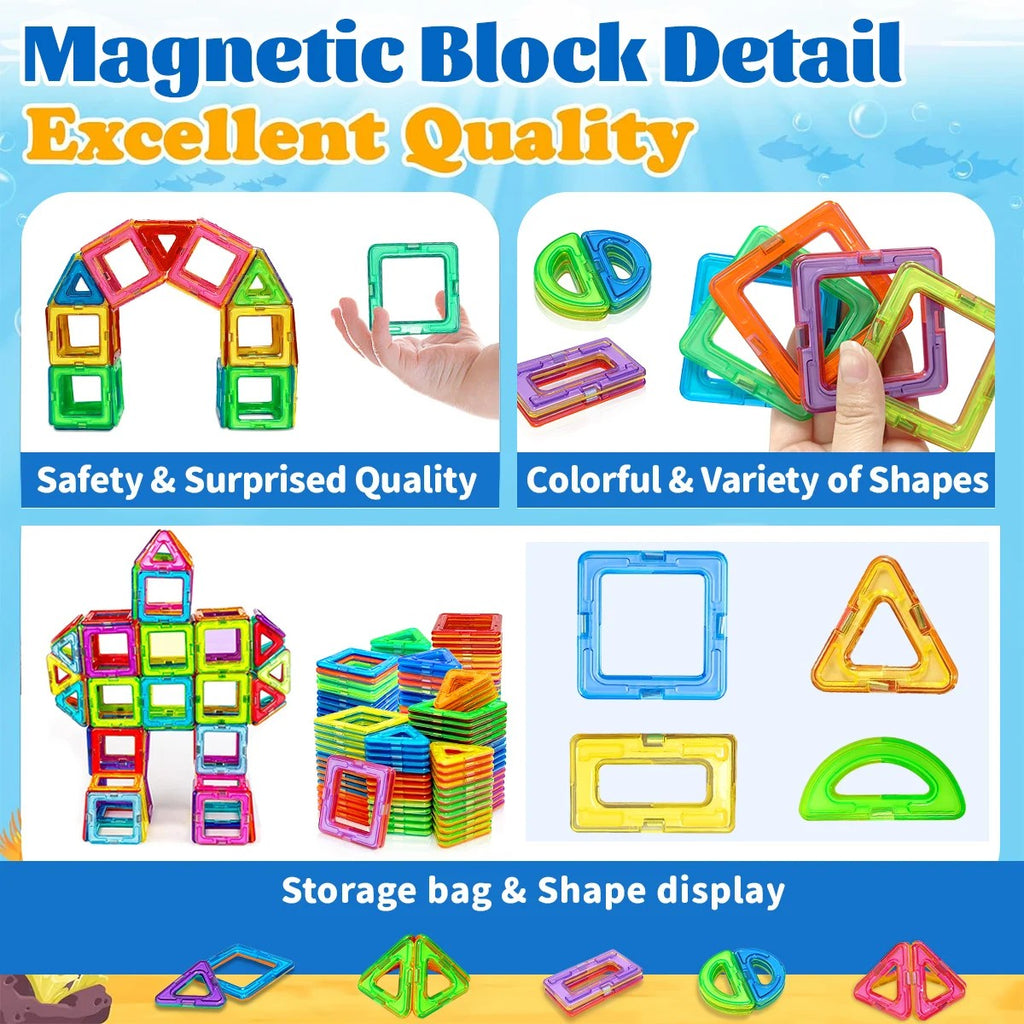 Magnetic Tiles Building Set for Kids - Medium Size Magnetic Blocks with Triangles, Squares & More, S #d05_Sc