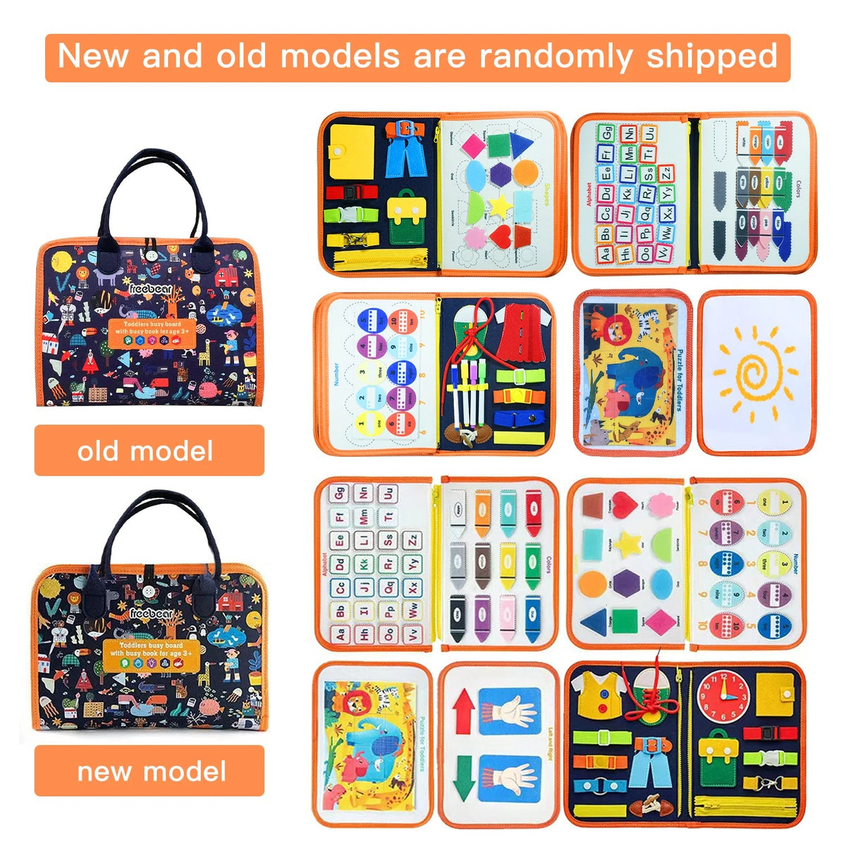 Montessori Busy Board 7 in 1 - Toddler Busy Board Bag with 87 Learning Pieces: Alphabet, Numbers, Co #g06_S4