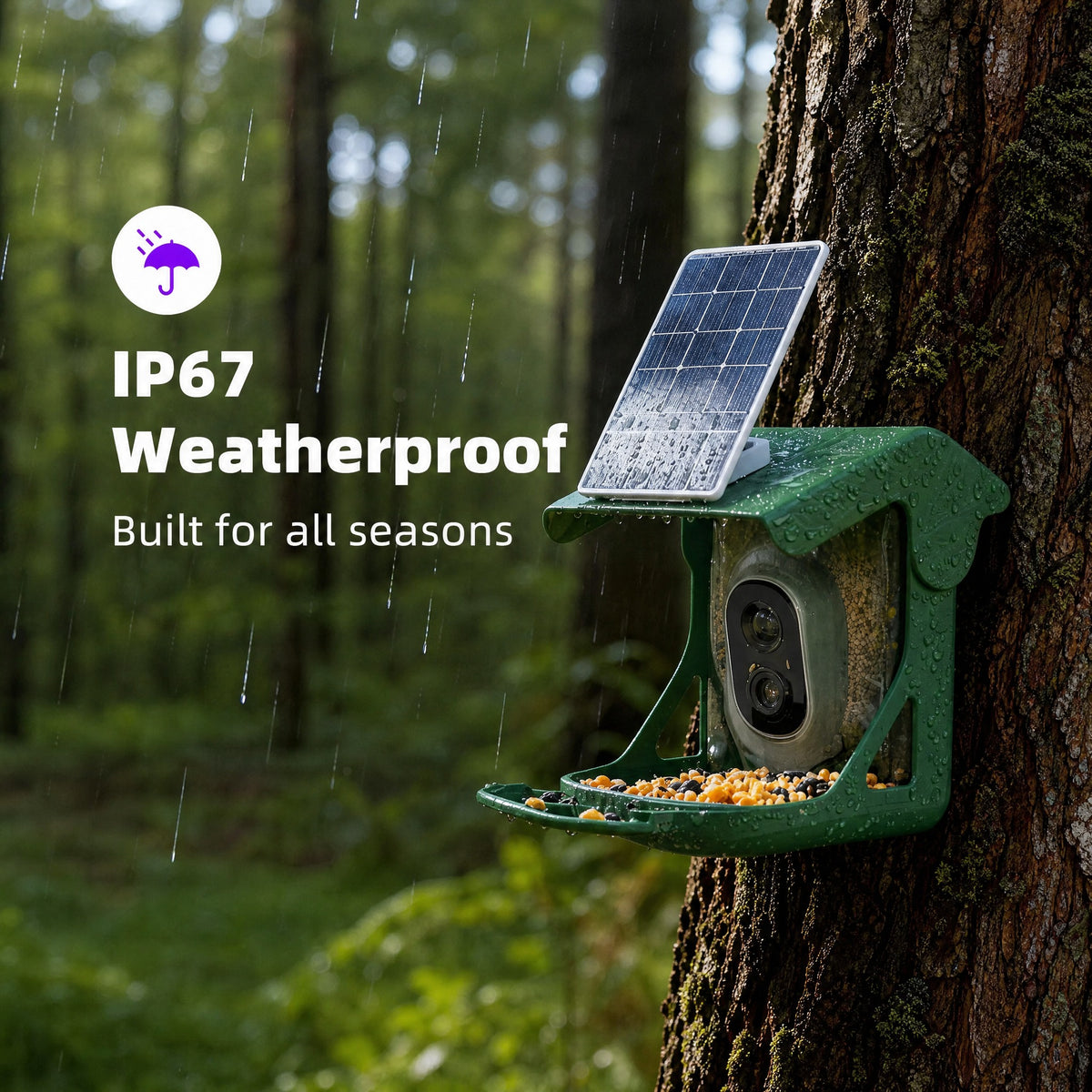 Bird Feeder Camera, Solar Powered Smart Bird Feeder with 2.5K 4MP Camera, AI Bird Species Identifica #r_d02_