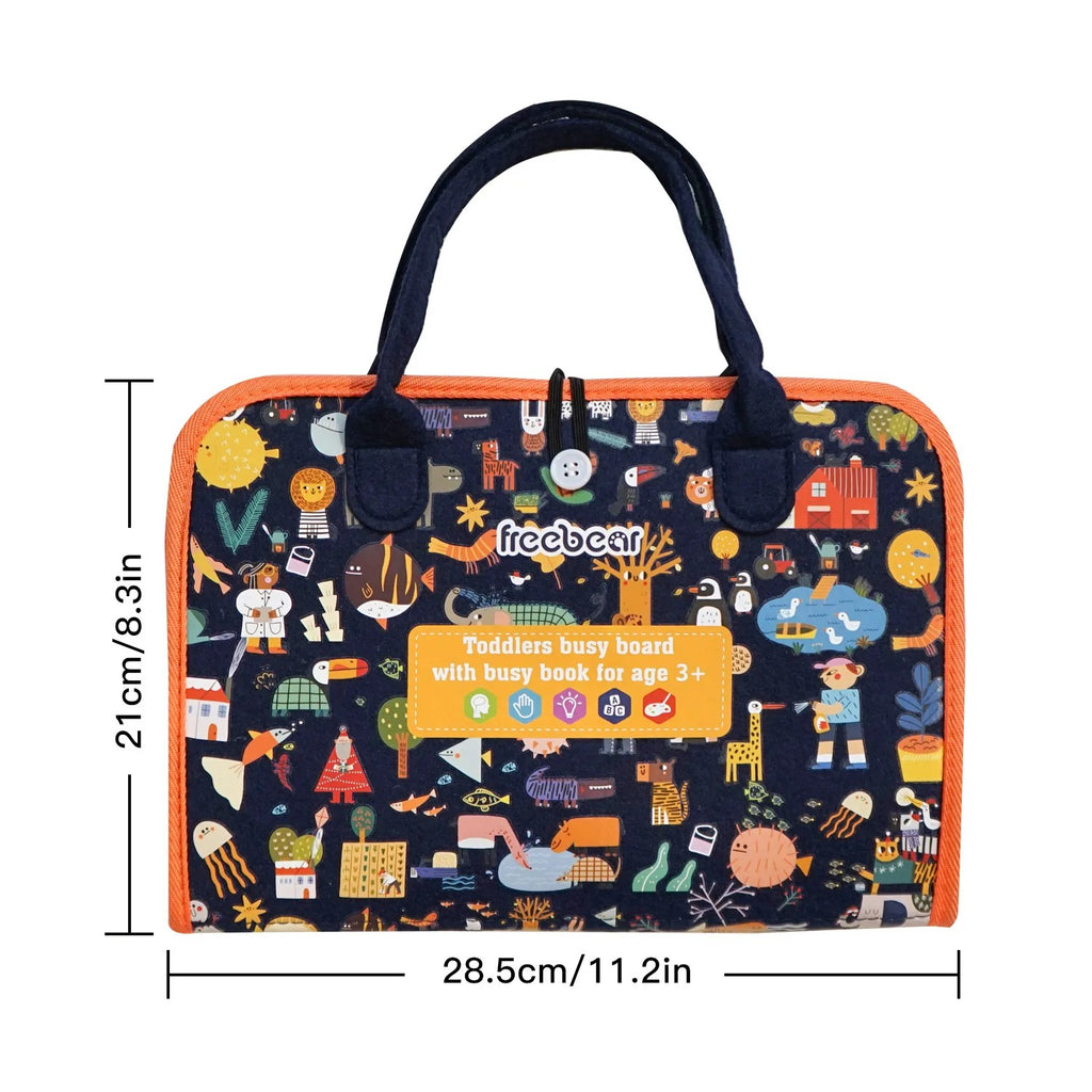 Montessori Busy Board 7 in 1 - Toddler Busy Board Bag with 87 Learning Pieces: Alphabet, Numbers, Co #g05_S1
