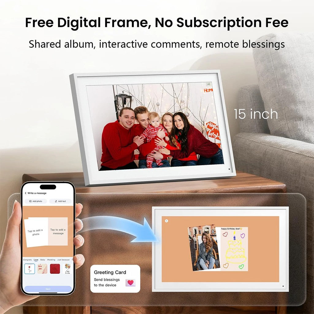 Digital Calendar 15.6 Inch Touchscreen Family Planner with Chore Chart & Rewards, Shared Photo Album #g05_Sa
