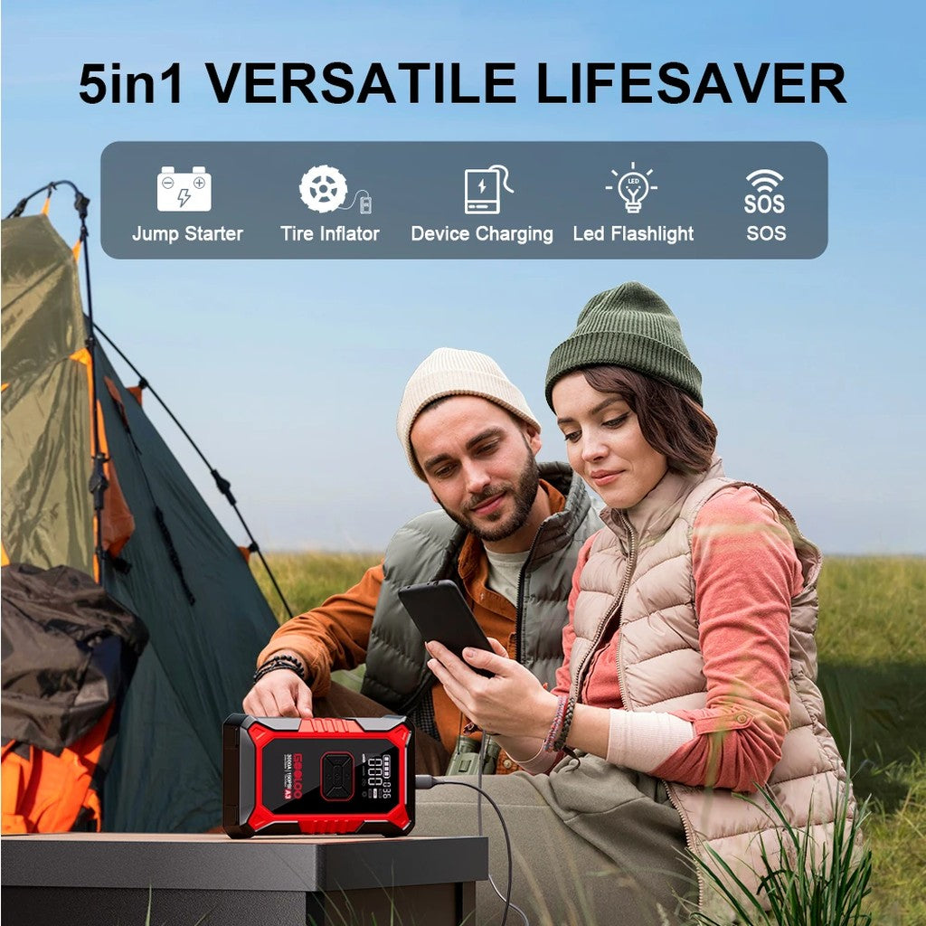 Portable Jump Starter with Air Compressor, 3000A Peak 12V Car Battery Booster for up to 9.0L Gas / 6 #g07_S2