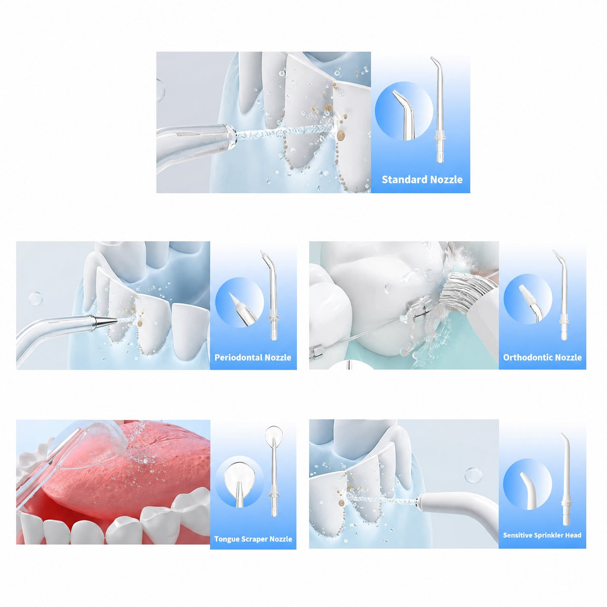Water Flosser Cordless Rechargeable - Portable Oral Irrigator with 5 Modes, 5 Nozzles, 300 ml Tank,  #k_g05_