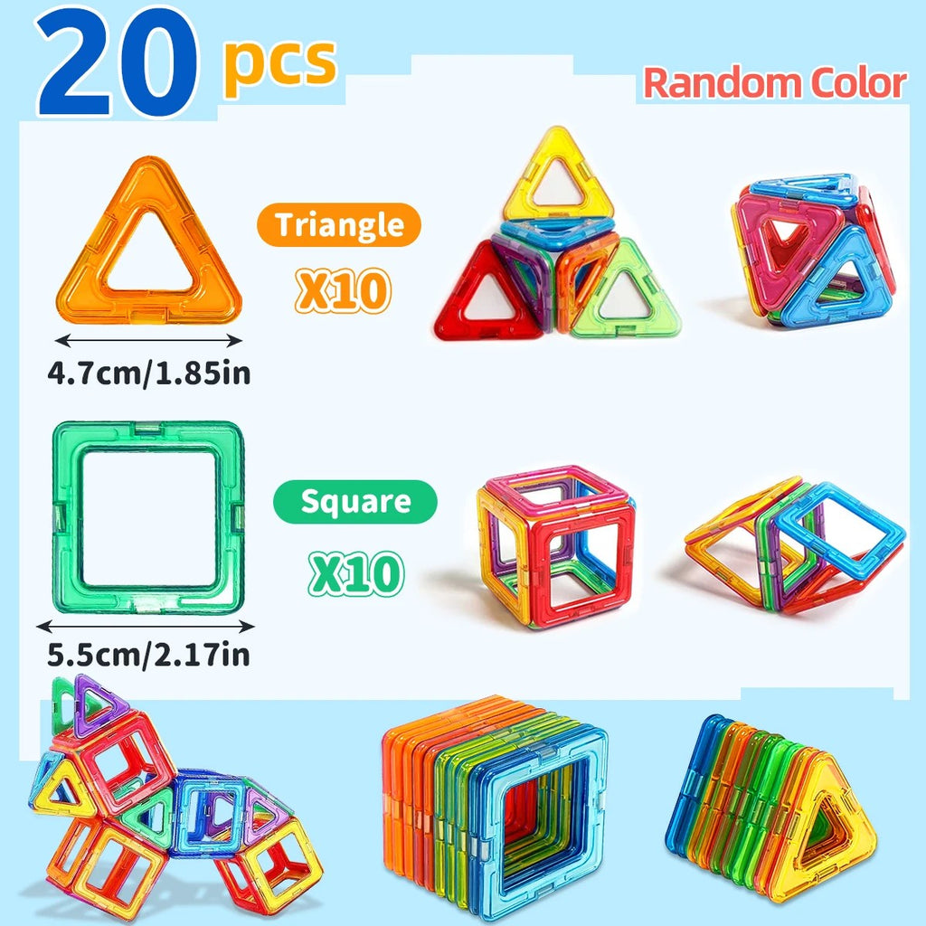 Magnetic Tiles Building Set for Kids - Medium Size Magnetic Blocks with Triangles, Squares & More, S #s_Sdae