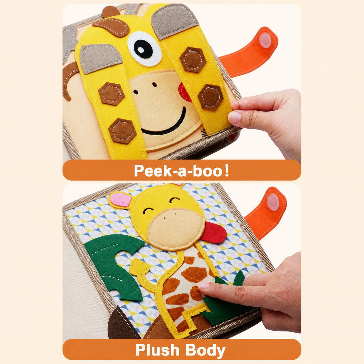 Busy Book for Toddlers - Soft Felt Quiet Book in Giraffe, Train, Farm or Puppy Theme, Portable Senso #r_d03_