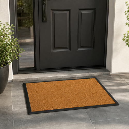 Close-up of coir texture on door mat.