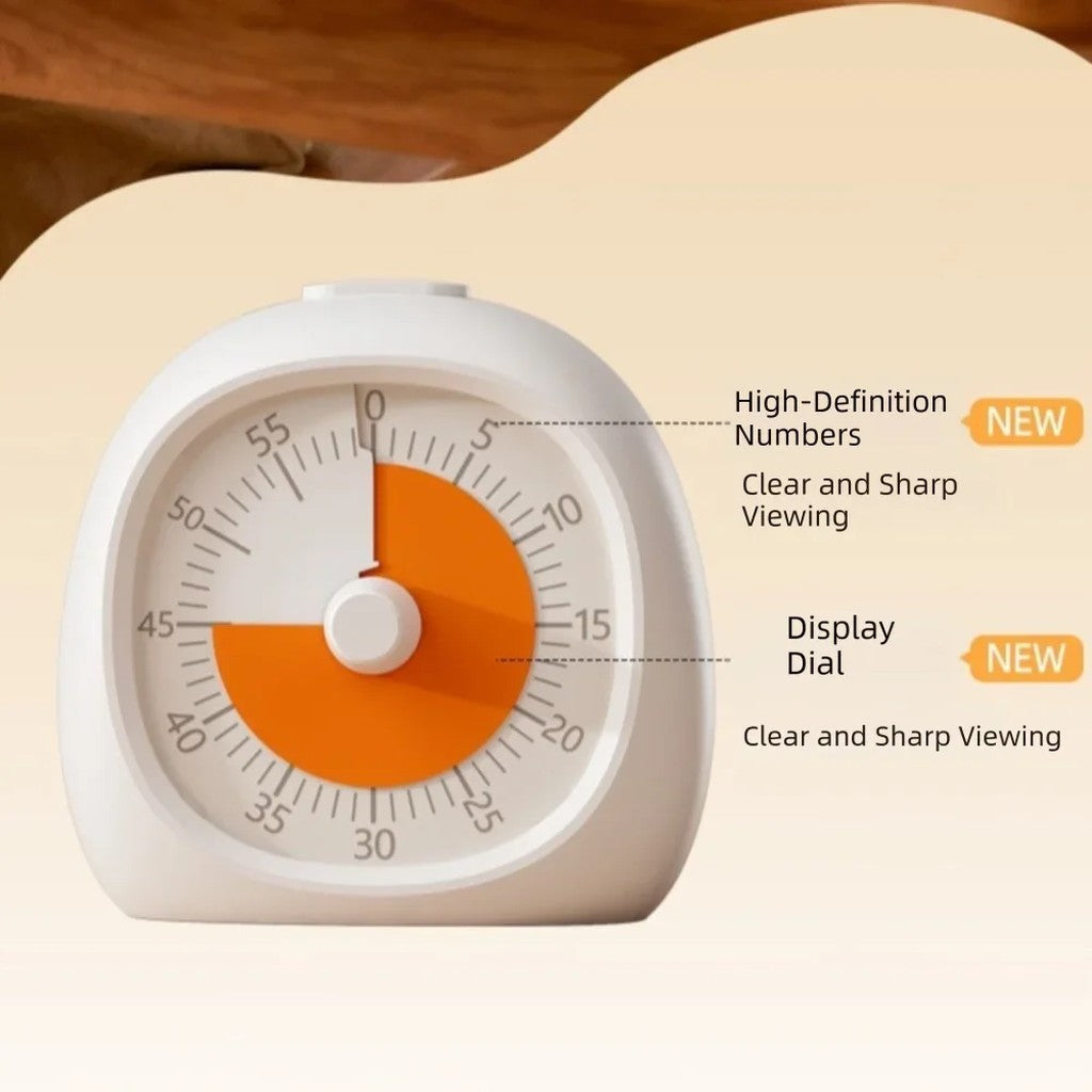 60 Minute Timer Visual Countdown Clock - Silent No-Ticking Study Timer for Kids, Classroom, Homework #d06_Se