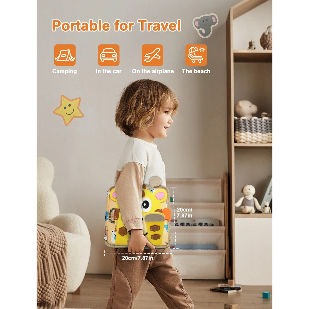 Busy Book for Toddlers - Soft Felt Quiet Book in Giraffe, Train, Farm or Puppy Theme, Portable Senso #g04_S7