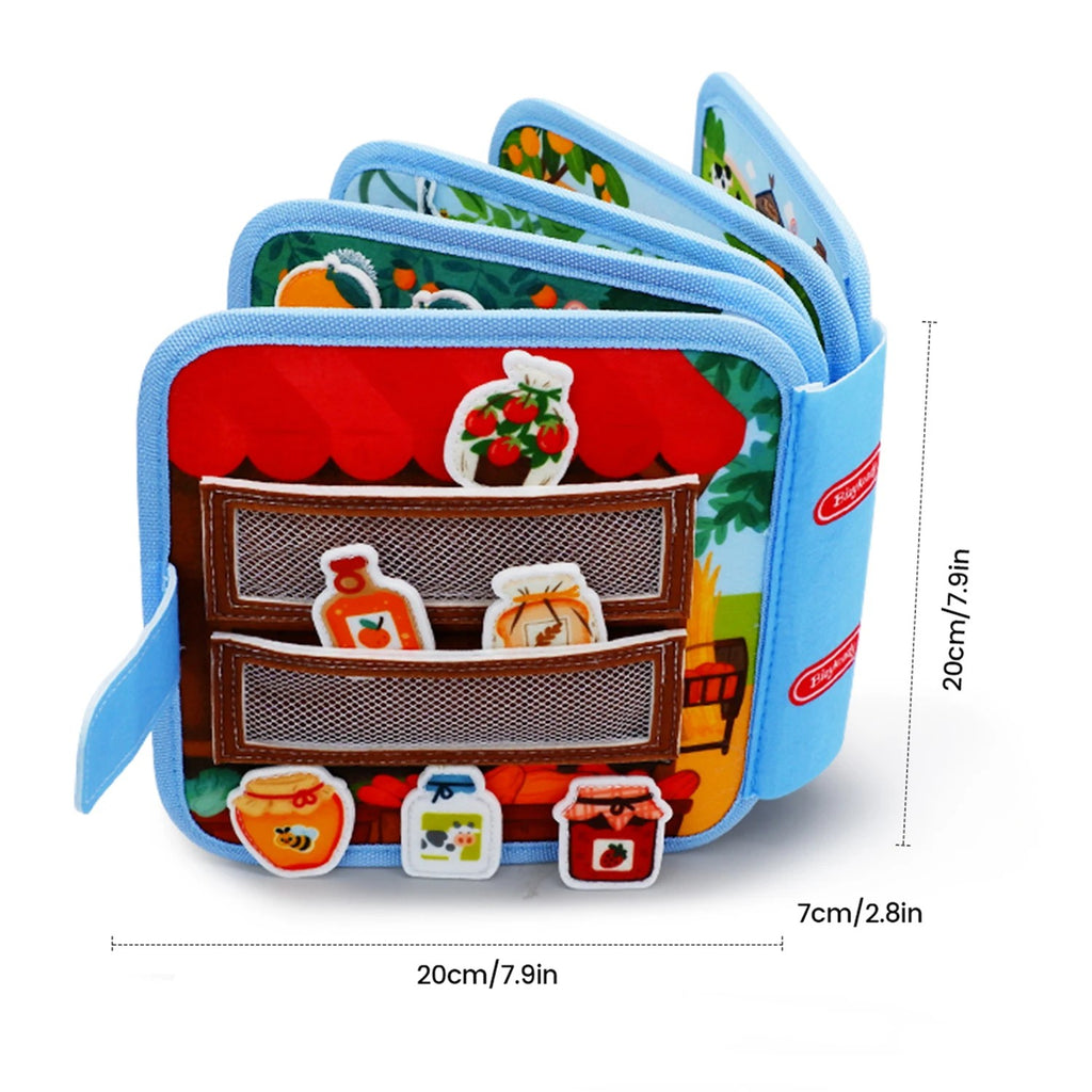 Busy Book for Toddlers - Soft Felt Quiet Book in Giraffe, Train, Farm or Puppy Theme, Portable Senso #d24_Sf