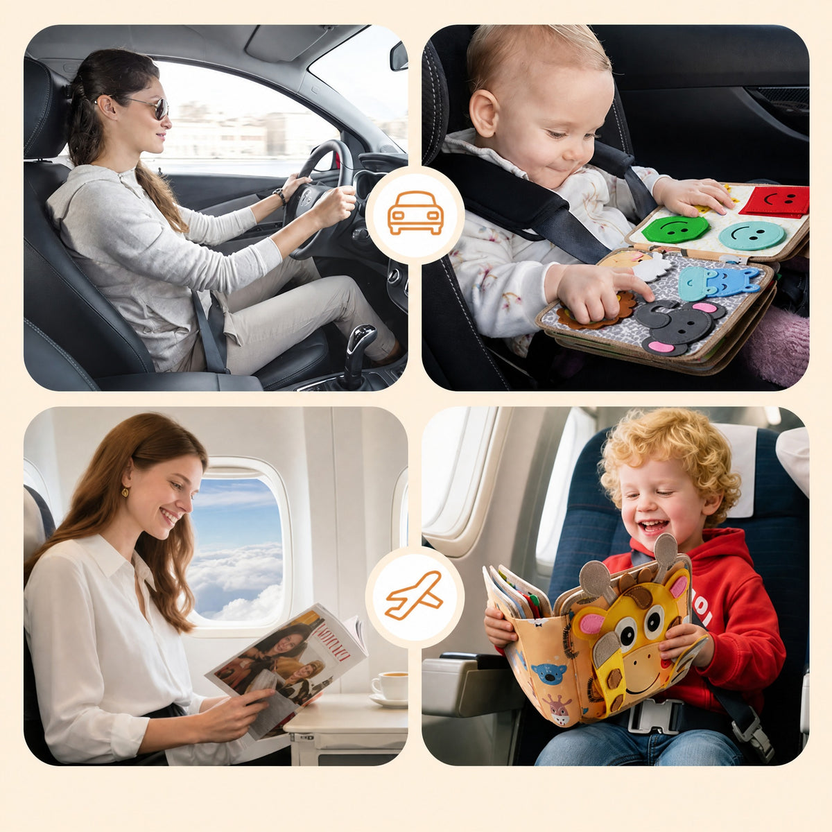 Busy Book for Toddlers - Soft Felt Quiet Book in Giraffe, Train, Farm or Puppy Theme, Portable Senso #r_d10_