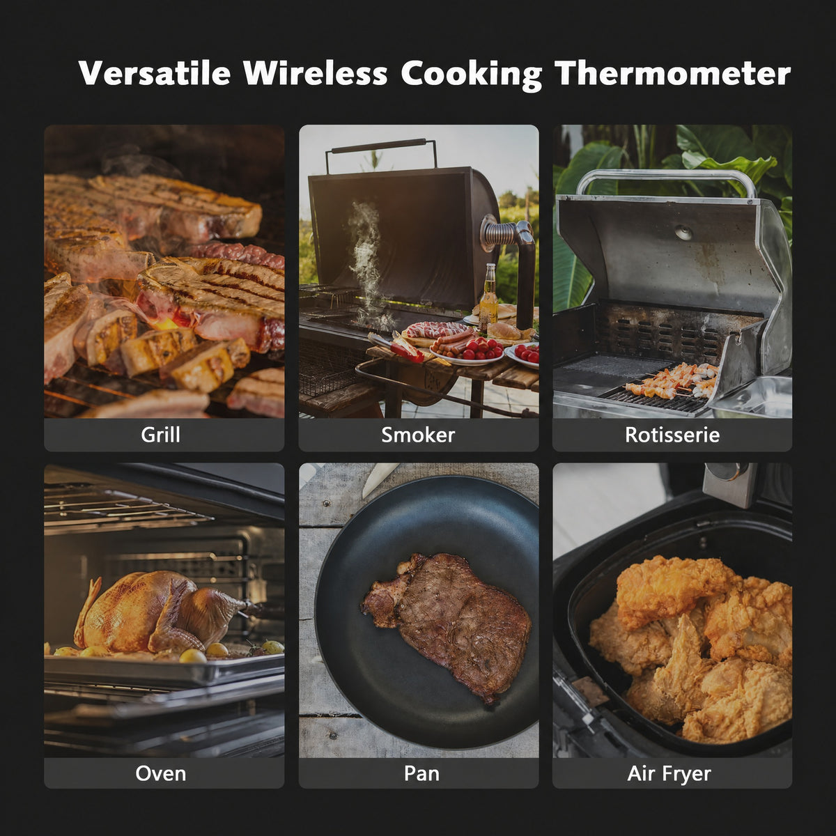 Wireless Meat Thermometer with Bluetooth App - Rechargeable Smart Probe and LCD Booster, IP67 Waterp #r_d11_