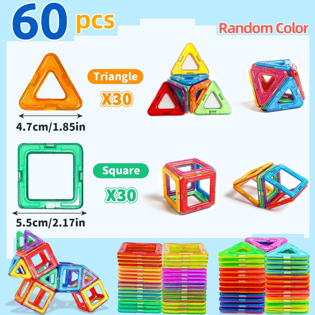 Magnetic Tiles Building Set for Kids - Medium Size Magnetic Blocks with Triangles, Squares & More, S #s_S27d