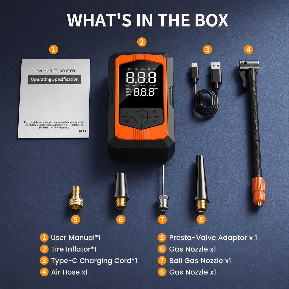 Portable Tire Inflator, Cordless Car Air Compressor 150 PSI with Digital Pressure Gauge, LED Light & #r_d08_