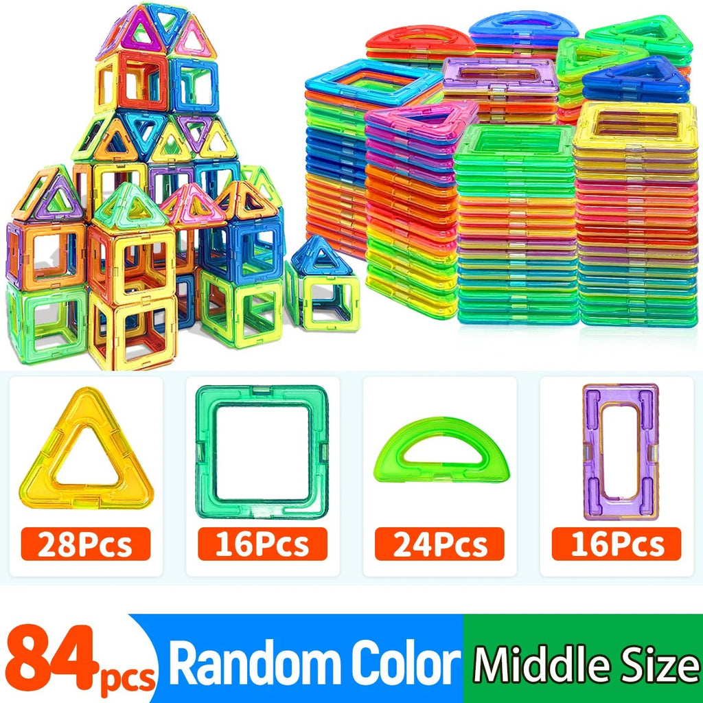 Magnetic Tiles Building Set for Kids - Medium Size Magnetic Blocks with Triangles, Squares & More, S #s_S3a1