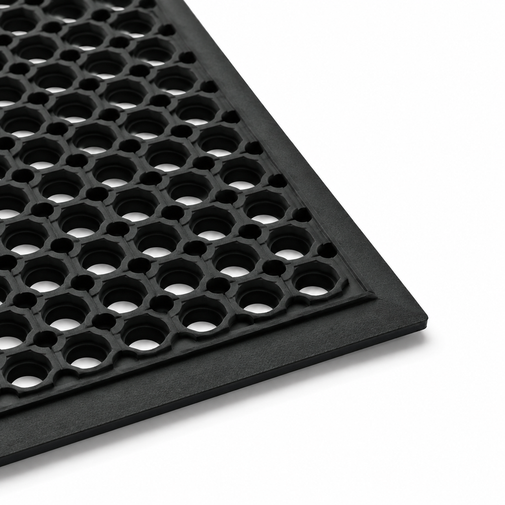 Side angle of anti-fatigue rubber floor mat.