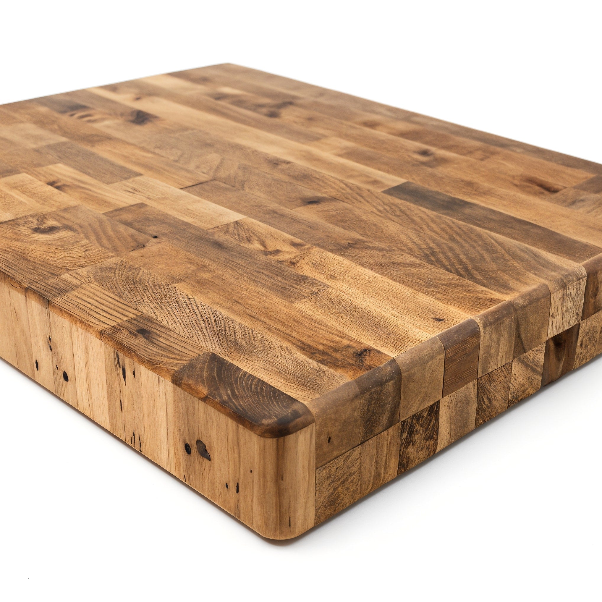 Shopaverly Hickory Rustic Butcher Block — three-quarter angle view of the whole butcher block