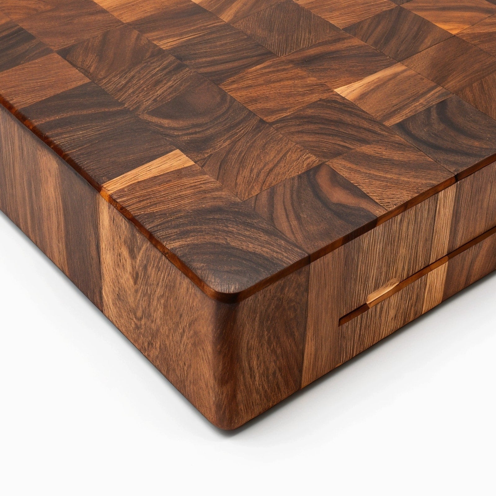 Shopaverly Rosewood Luxury Butcher Block — close view of front edge showing thickness and rounded edges
