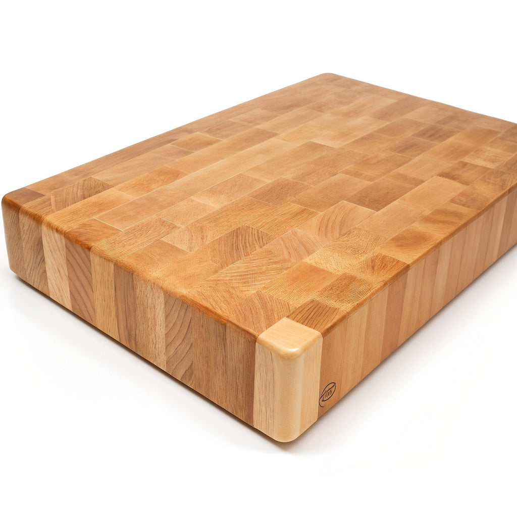 Shopaverly Beech Luxury Butcher Block — three-quarter angled view showing top face and edge thickness