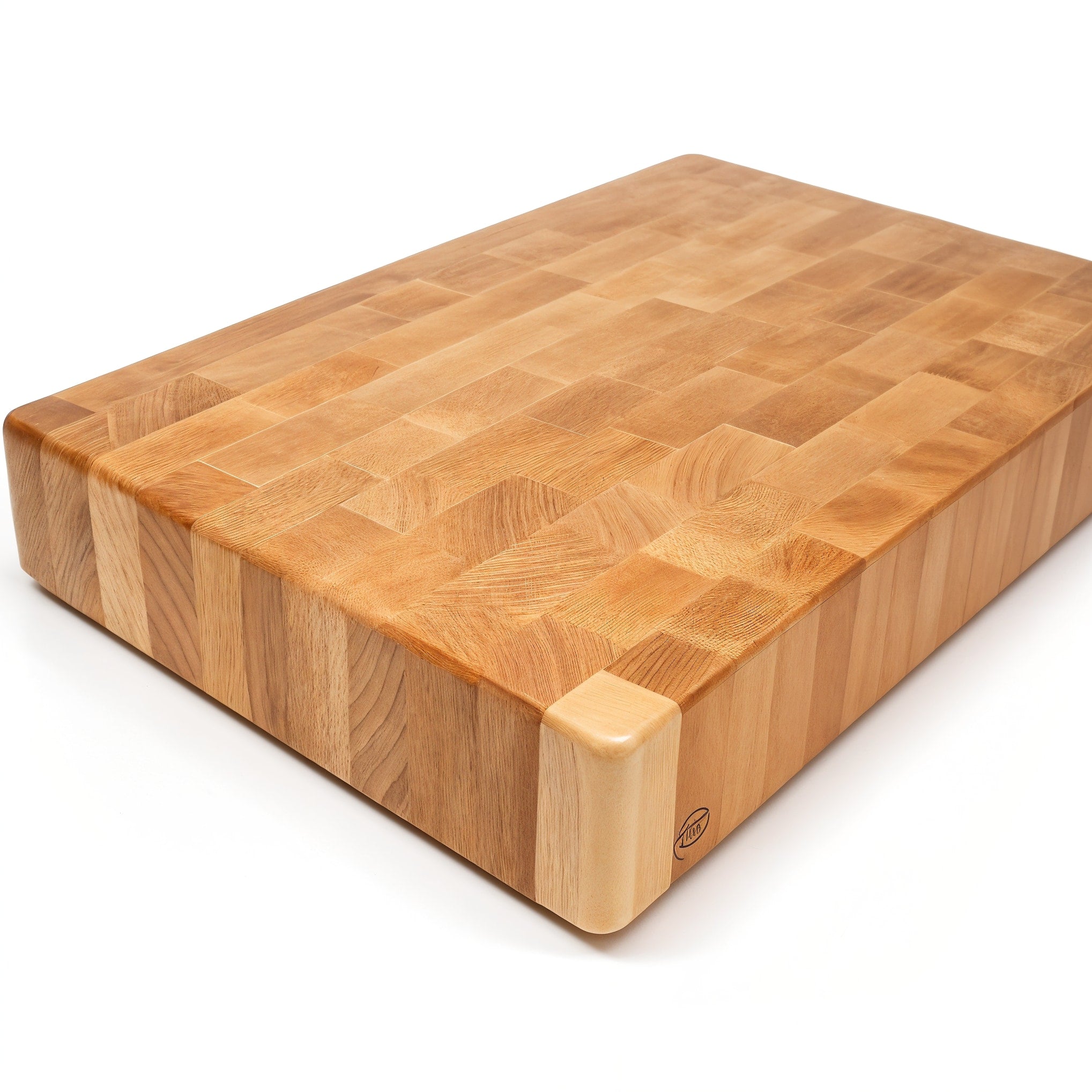 Shopaverly Beech Luxury Butcher Block — three-quarter angled view showing top face and edge thickness