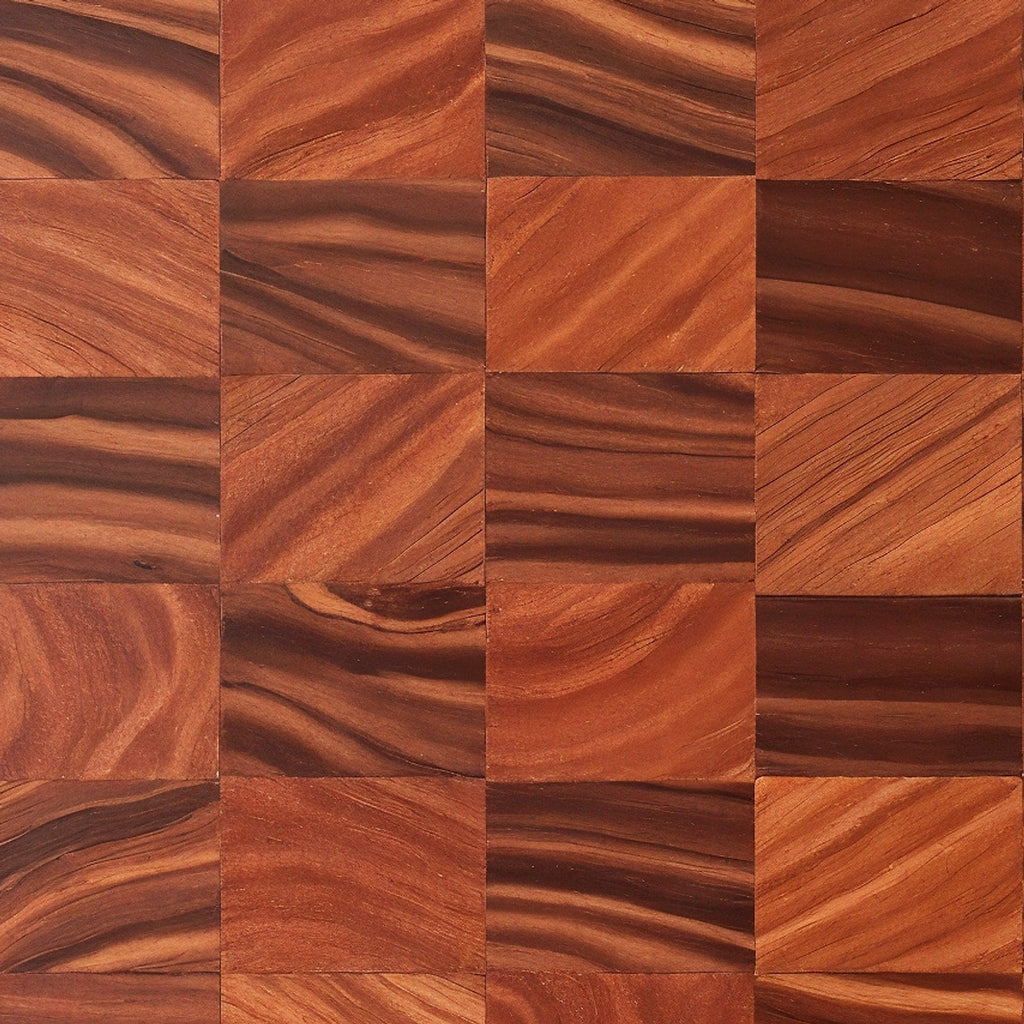 Shopaverly Padauk Elegant Butcher Block — extreme macro close-up of the end-grain surface and polished sheen