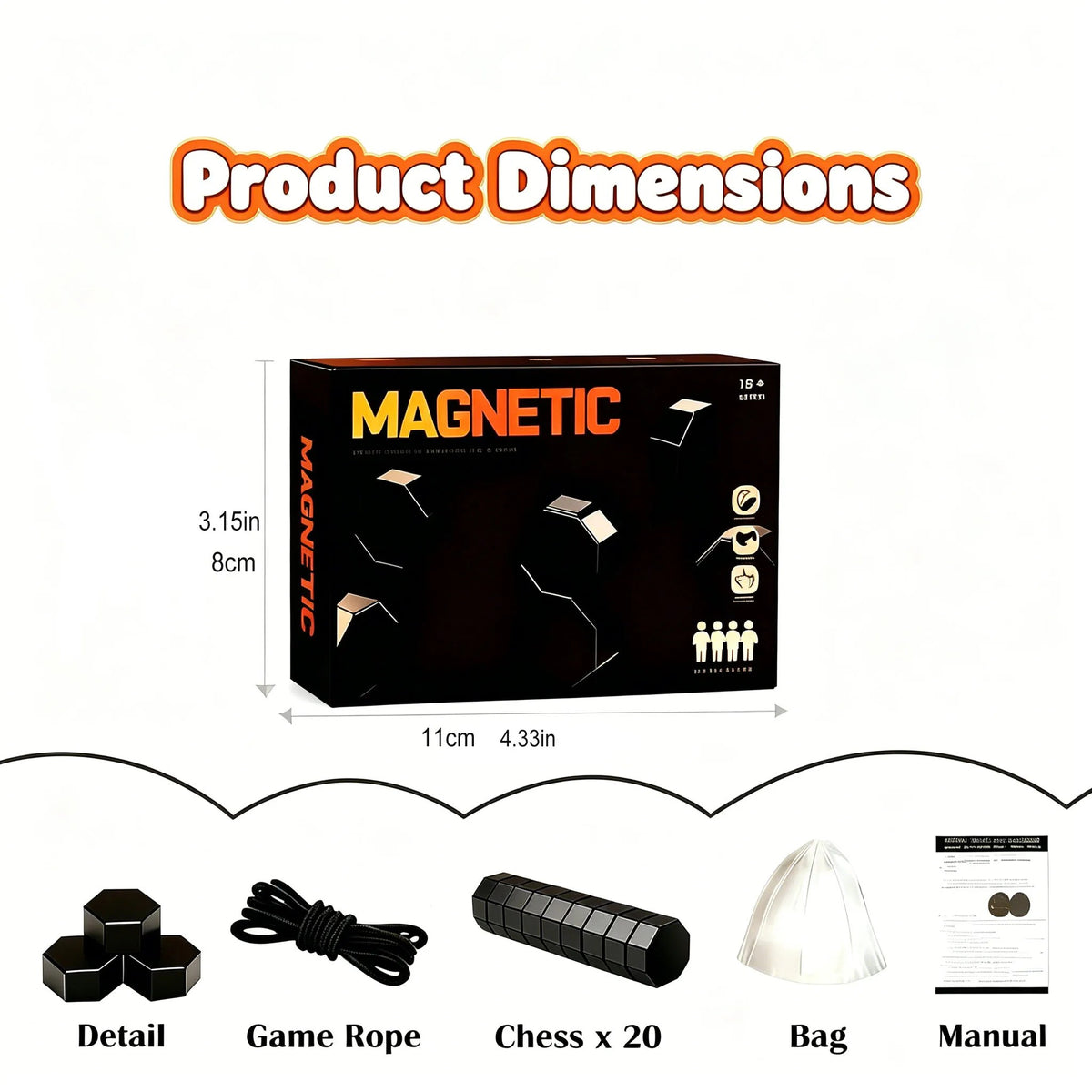 Magnetic Chess Game - Magnetic Stones Strategy Board Game for Family, Kids and Adults, 20 Stones wit #d01