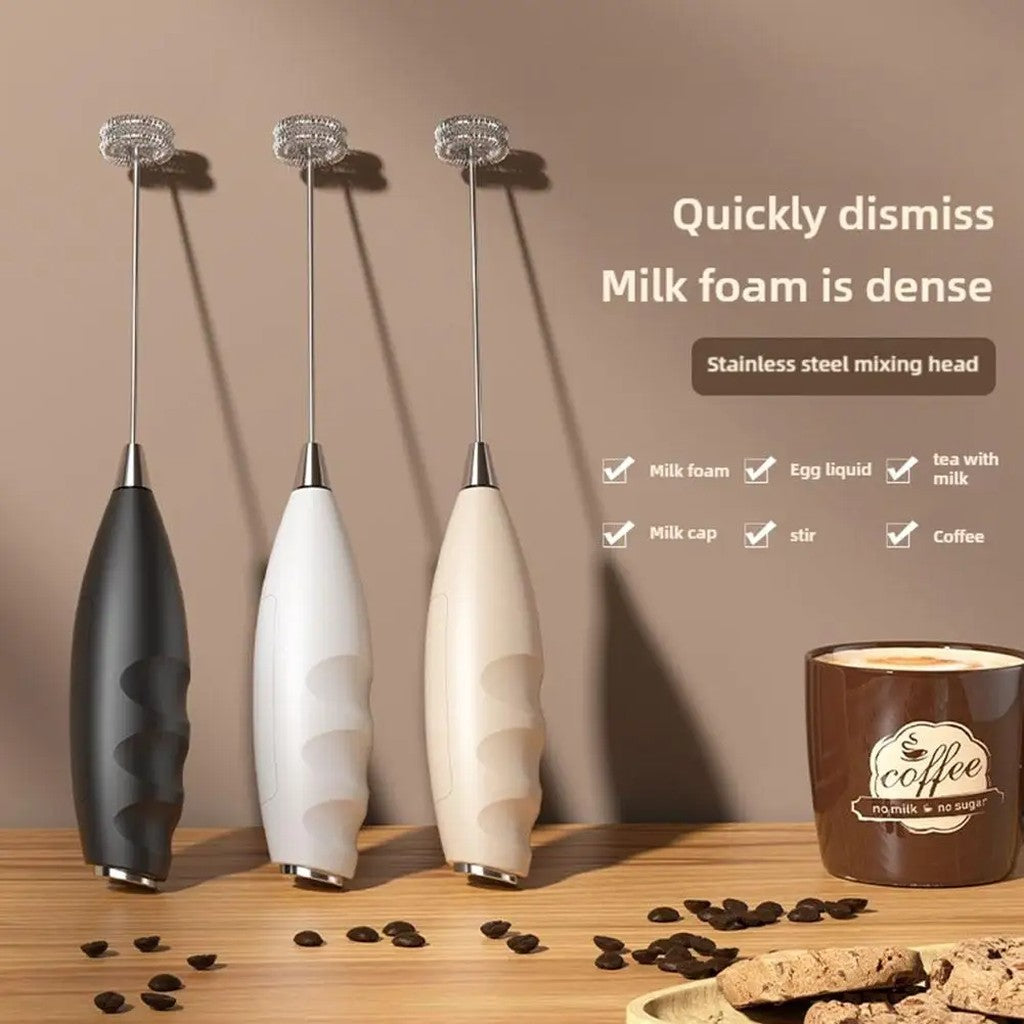 Milk Frother Handheld with Egg Whisk Attachment - Battery Operated Cordless Coffee Foamer, 2 Stainle #d02