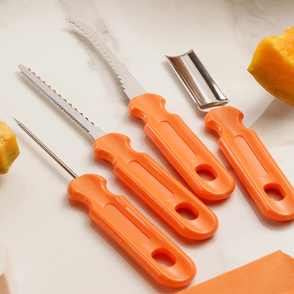 Pumpkin Carving Kit 7 Piece Stainless Steel Pumpkin Carving Tools with Serrated Scoop, Saws, Gouges  #d03