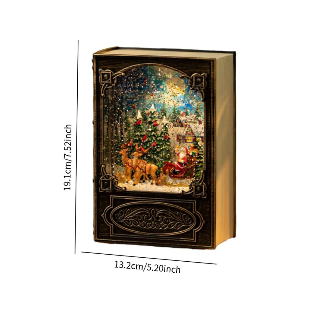 Christmas Snow Globe Music Box - Musical Lighted Snow Globe Night Light, Book or Panorama Style, USB #d04