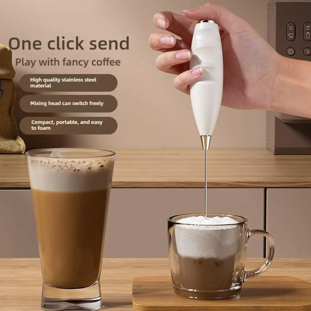 Milk Frother Handheld with Egg Whisk Attachment - Battery Operated Cordless Coffee Foamer, 2 Stainle #d04