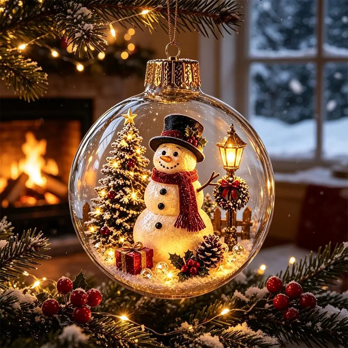 Christmas Ball Ornament with LED Light - Light Up Clear Shatterproof Hanging Ornament, 3.15 in, 8 Fe #d04