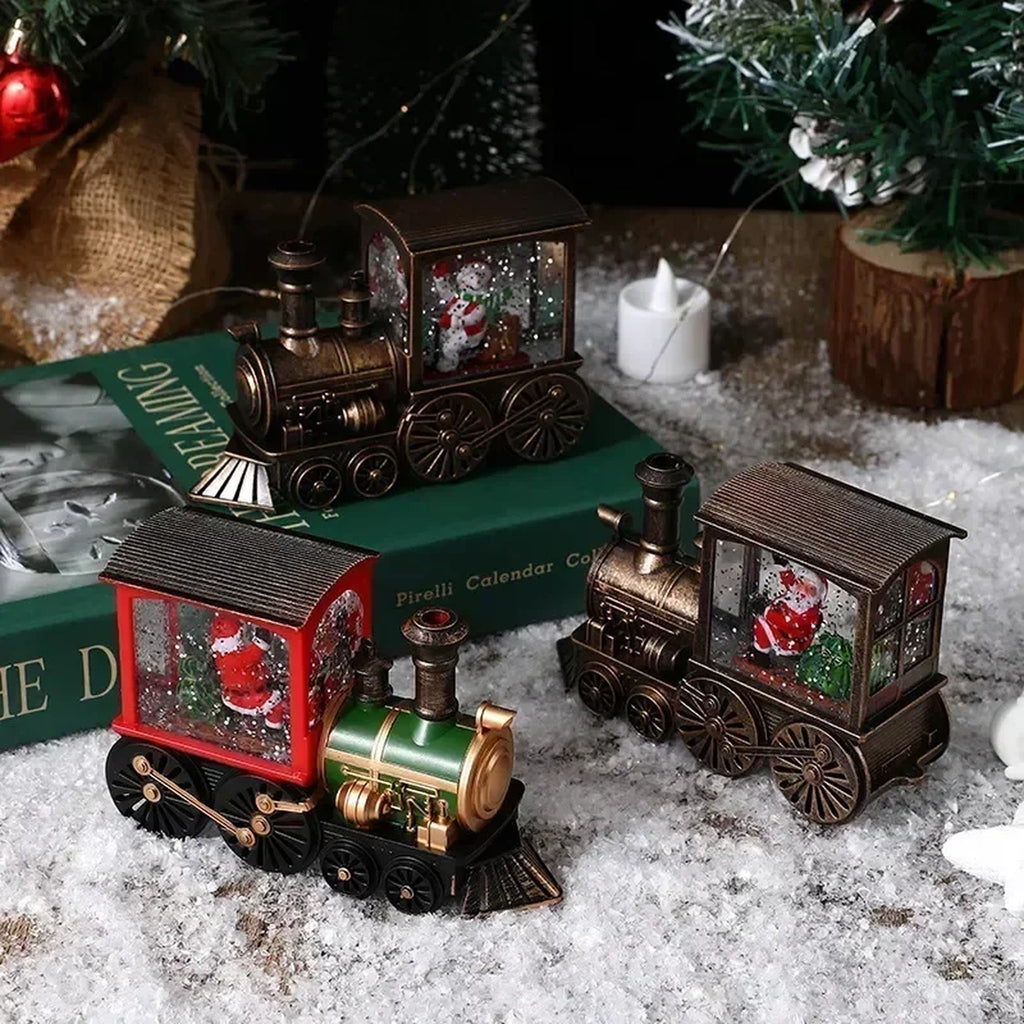Christmas Train Snow Globe Music Box - Lighted Musical Christmas Train Decoration with Santa or Snow #d05
