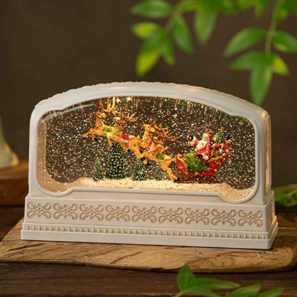 Christmas Snow Globe Music Box - Musical Lighted Snow Globe Night Light, Book or Panorama Style, USB #d05