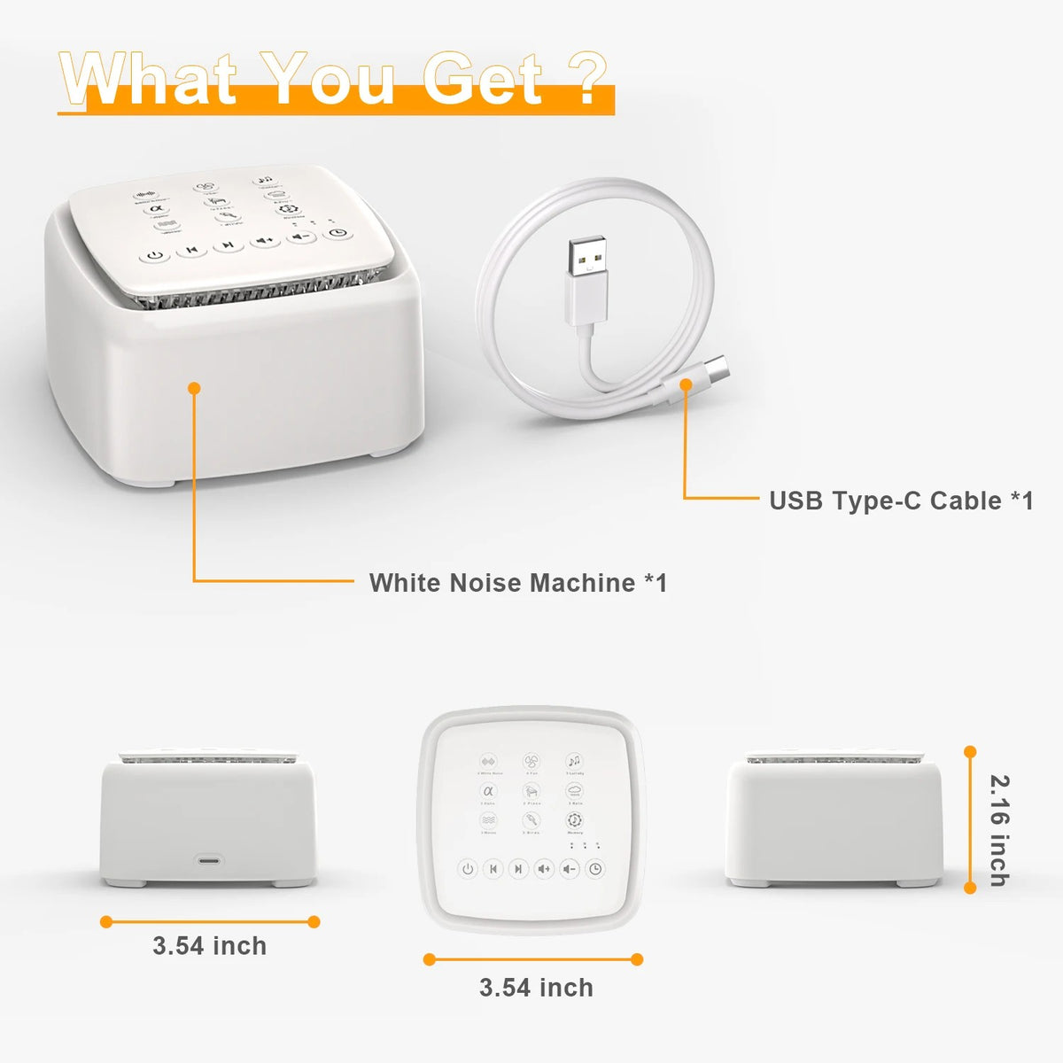 White Noise Machine for Sleeping - Portable Rechargeable Sound Machine with 30 Soothing Sounds, Warm #d06