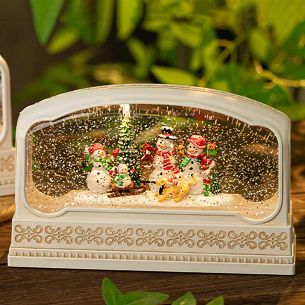 Christmas Snow Globe Music Box - Musical Lighted Snow Globe Night Light, Book or Panorama Style, USB #d06