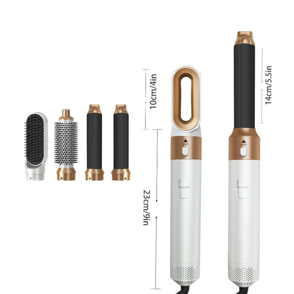 Blow Dryer Brush 5 in 1 Hair Styler Set - Hot Air Brush with 2 Air Curling Barrels, Round Brush & Sm #d07