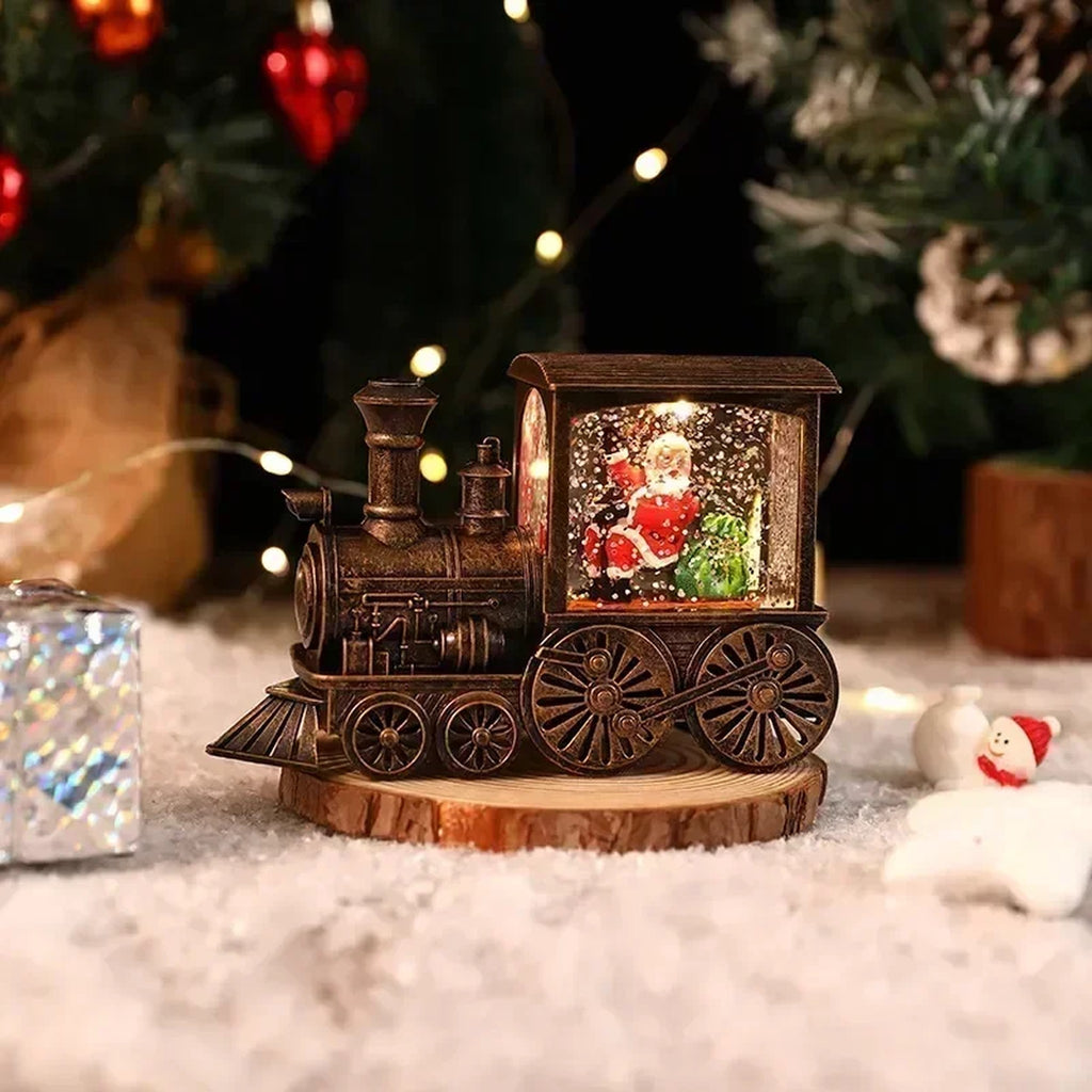 Christmas Train Snow Globe Music Box - Lighted Musical Christmas Train Decoration with Santa or Snow #d08
