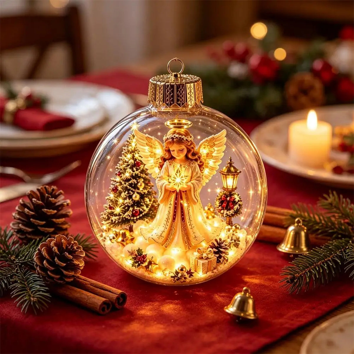 Christmas Ball Ornament with LED Light - Light Up Clear Shatterproof Hanging Ornament, 3.15 in, 8 Fe #d10