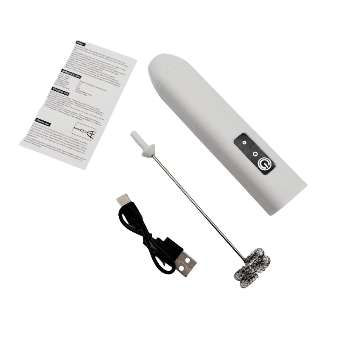Handheld Milk Frother Rechargeable with USB-C Charging - 3-Speed Electric Coffee Foamer, 400mAh Batt #d18