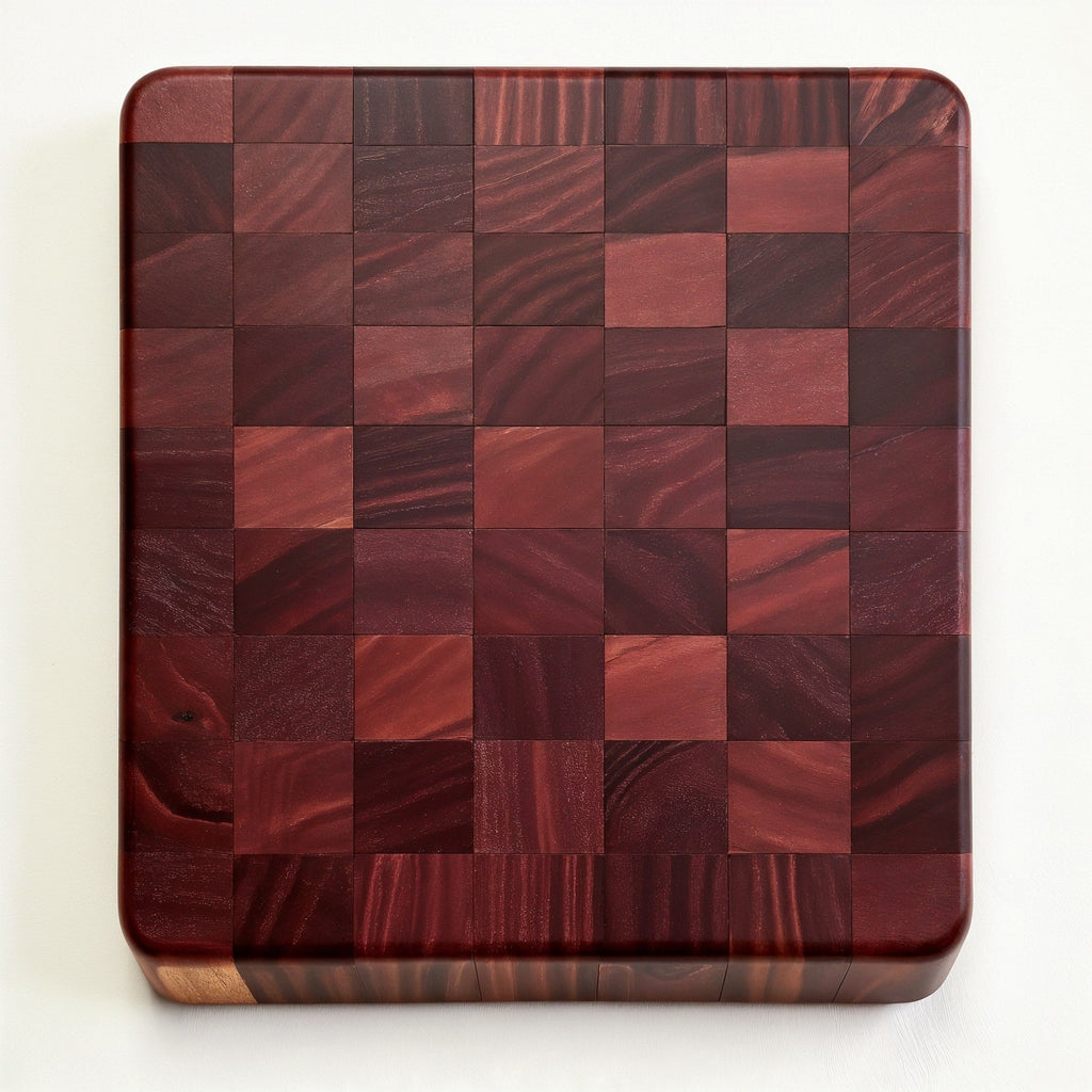 Shopaverly Purpleheart Medium Butcher Block — strict top-down view displaying the entire flat top face and wood grain pattern