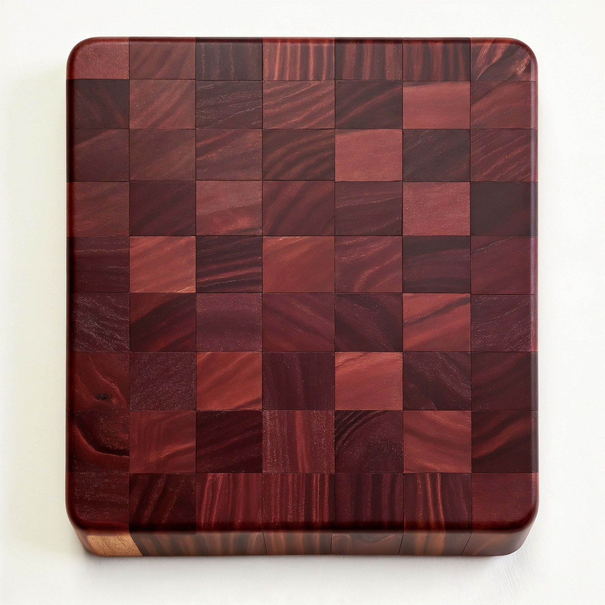Shopaverly Purpleheart Medium Butcher Block — strict top-down view displaying the entire flat top face and wood grain pattern
